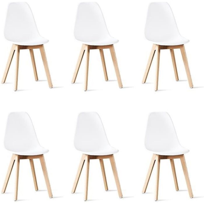 Lot de 6 chaises scandinaves blanches  Onir  DESIGNETSAMAISON