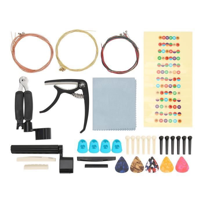 Dilwe Kit d'accessoires pour ukulélé Kit d'accessoires de guitare ABS Outils utiles avec des