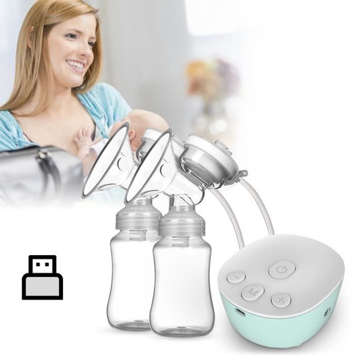 Tire-lait Électrique Double avec Écran LED Tire Lait Portable Mains Libres avec 2 Bouteilles de Lait Anti-débordement pour Bébé