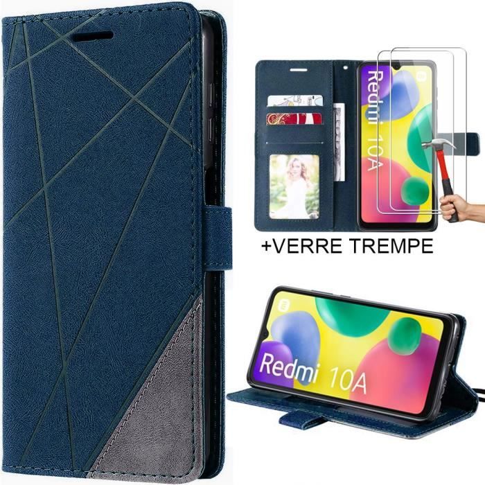 Coque Silicone + 2 Verres Trempés Pour Xiaomi Redmi 10A / 9C - Noire, Transparente, Protection Complète