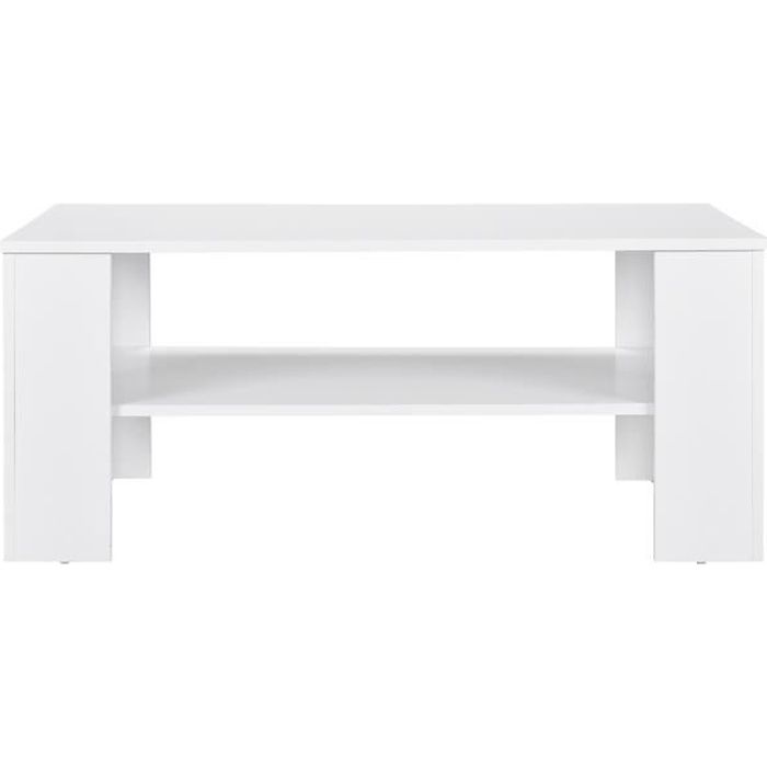 [en.casa] table de salon blanc satiné mat 100 x 60cm salle de séjour table d'appoint avec rangement