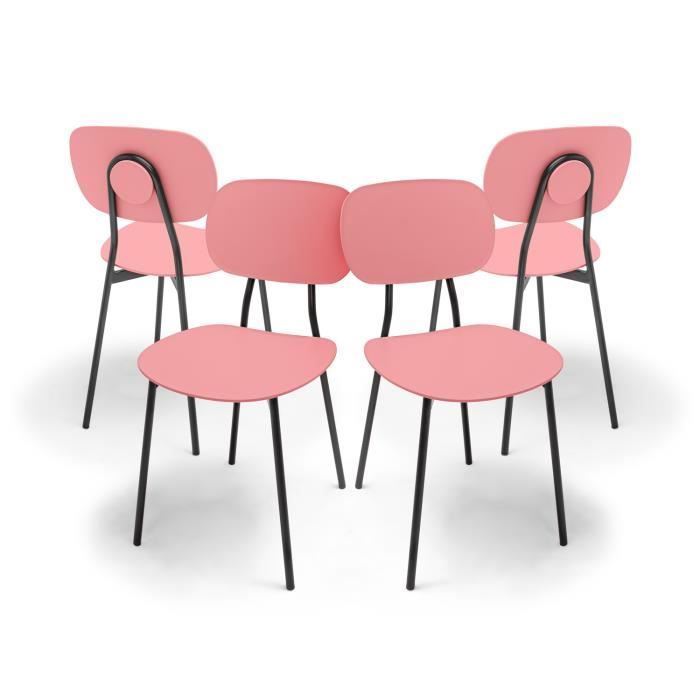 Fabriano - Lot de 4 chaises design en métal et PP, style moderne, couleur élégante rose