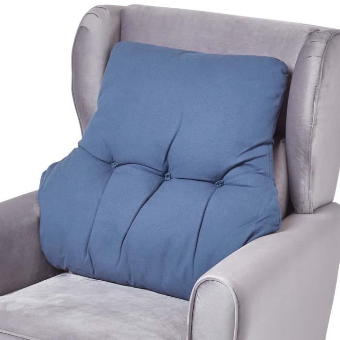 Coussin lombaire en coton - HOMESCAPES - Coussin ergonomique pour le dos - Bleu marine - 68 x 58 x 15 cm - Non déhoussable Coussin lombaire en coton - HOMESCAPES - Coussin ergonomique pour le dos - Bleu marine - 68 x 58 x 15 cm - Non déhoussable