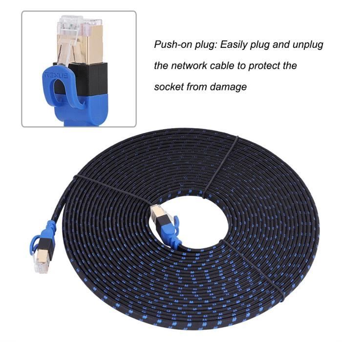 Câble Réseau Plat Cat7 10m – 10 Gbps, Blindé U/FTP, Compatible Avec Routeurs, PC, Consoles (blanc) - 11