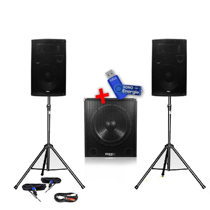 Pack 1512 Sonorisation 2000W Caisson bi-amplifié + Clé USB 32G