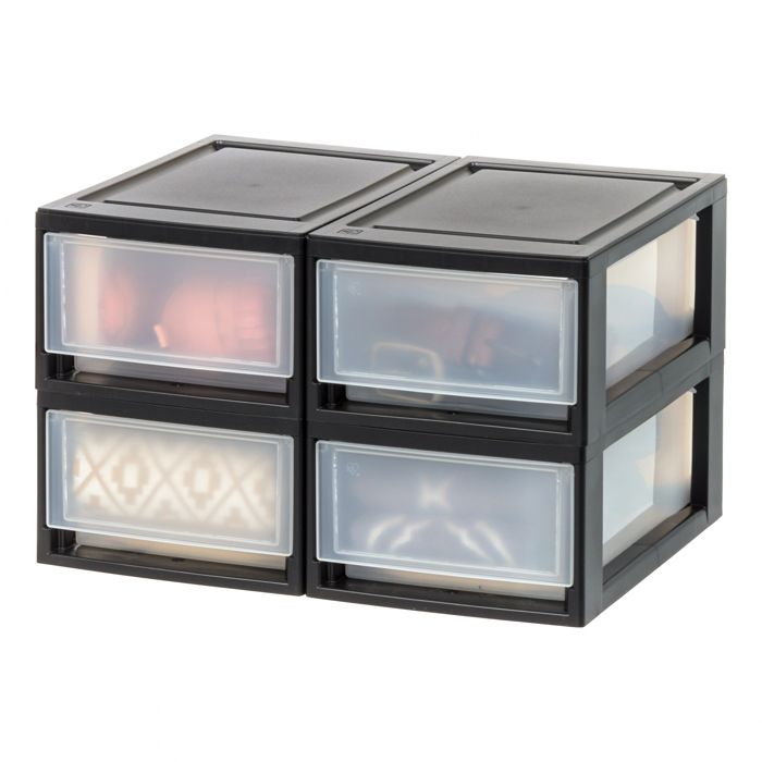Iris Ohyama Tiroir de rangement Tour de rangement plastique bureau Lot de 4 MSD-1 Noir Iris Ohyama Tiroir de rangement Tour de rangement plastique bureau Lot de 4 MSD-1 Noir