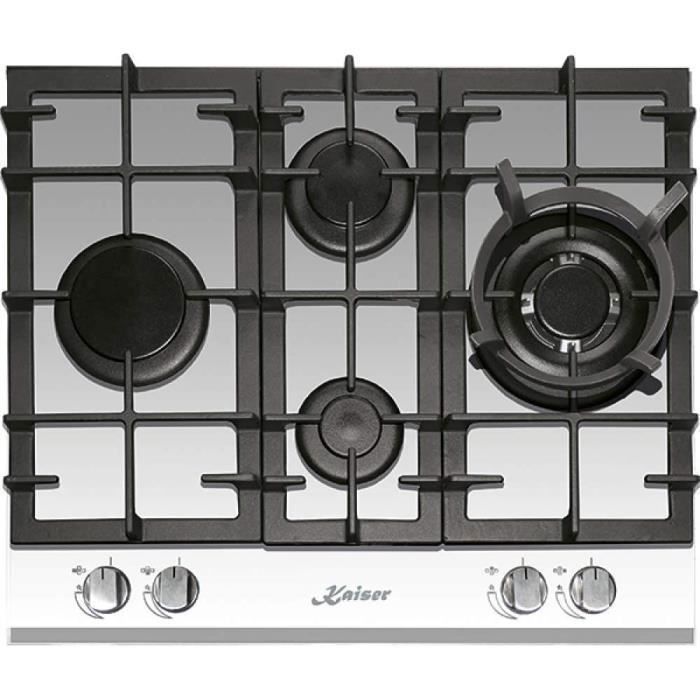Plaque de cuisson à gaz - Kaiser - KCG 6394w - 60 cm - Verre blanc - Brûleur Wok Turbo
