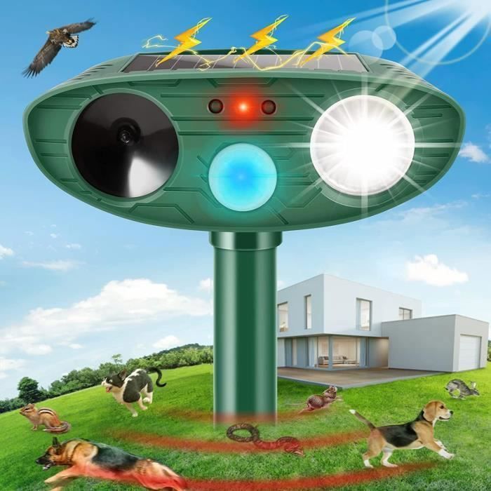 Repulsif Ultrason Chat - Répulsif à ultrasons Solaire Répulsif Eloigner Animaux - Charge Solaire