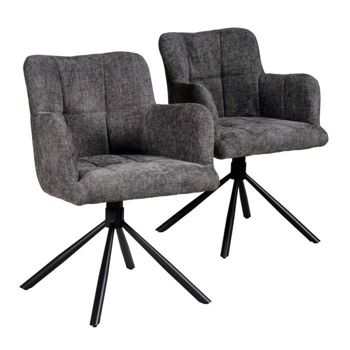 Lot de 2 chaises pivotantes de salle à manger MILA/ Gris foncé Lot de 2 chaises pivotantes de salle à manger MILA/ Gris foncé