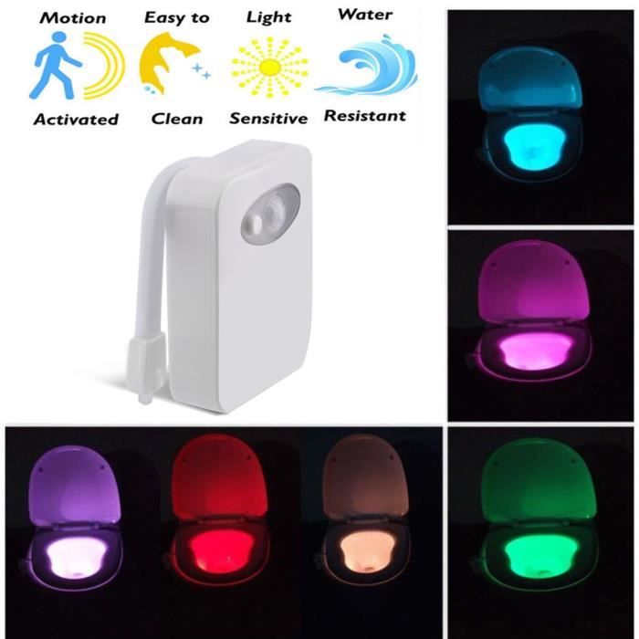 Lampe LED Pour Toilettes Avec Détecteur De Mouvement - 8 Couleurs, étanche, Rechargeable - 2 Pièces, Installation Facile