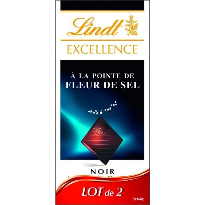 Lindt LINDT Chocolat noir fleur de sel 2x100g Cdiscount Au quotidien