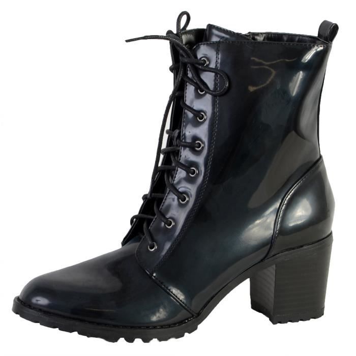 Bottine Femme The Divine Factory - Noir - Lacets - Talon Carré