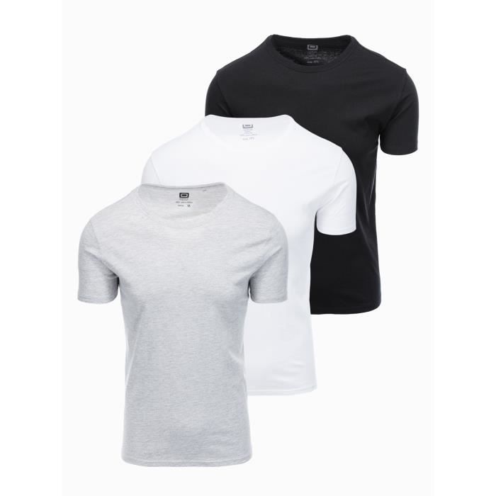 Lot de trois t-shirts à manches courtes - Ombre - Pour Homme - Gris clair, blanc, noir