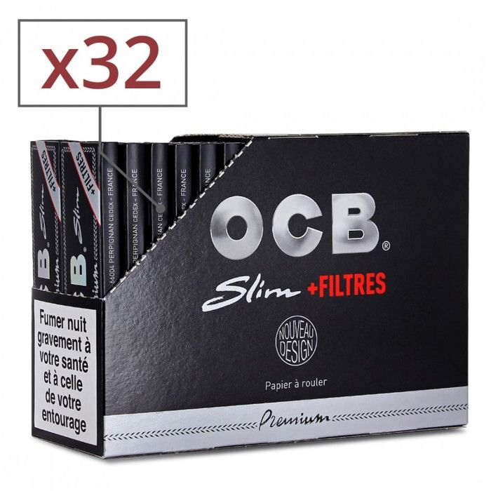 Pack de 10 feuilles OCB Slim Virgin + 10 filtres tips carton