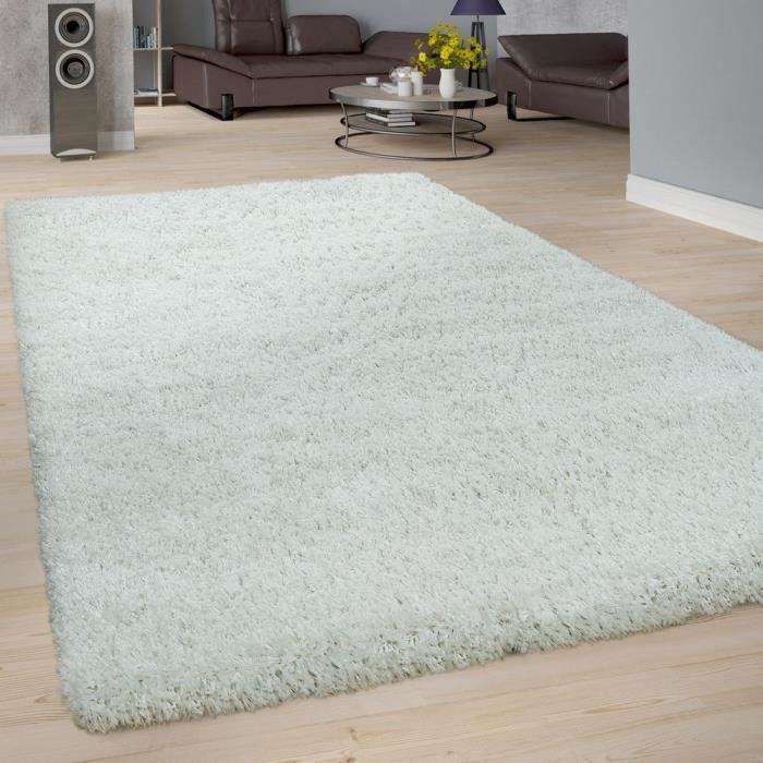 Tapis Poils Longs Salon Doux Shaggy Moderne Moelleux Uni Blanc 80x150 Cm Cdiscount Maison