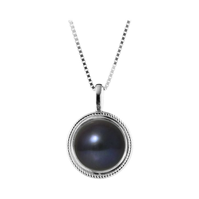 Pendentif Perle De Culture Valero Pearls - Argent 925 Perle Eau Douce Bleue 8-9mm, Élégance Intemporelle
