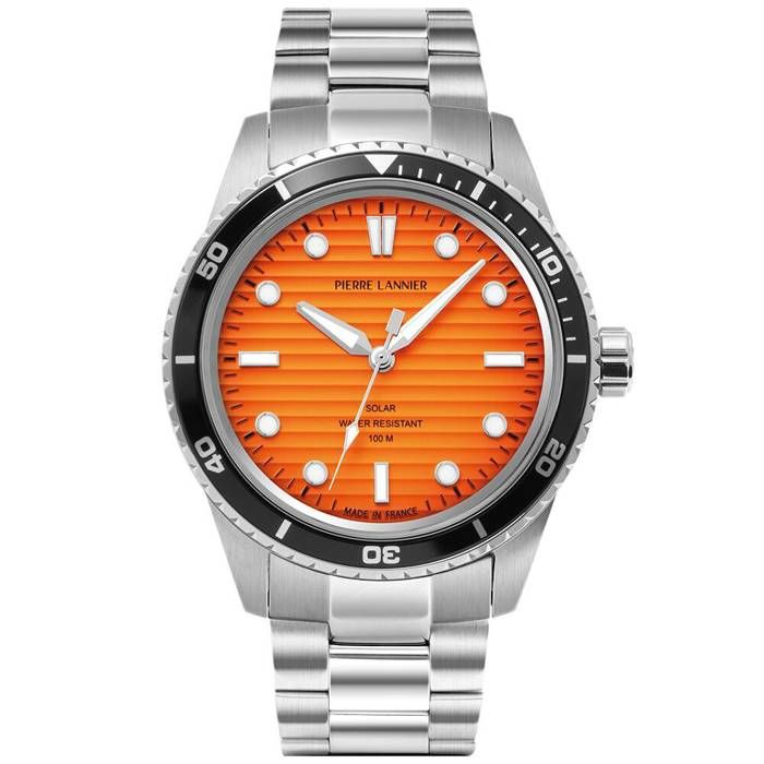 Solaire Homme INTI Argenté Cadran Fumé Orange Bracelet Acier Argenté 22M Solaire Homme INTI Argenté Cadran Fumé Orange Bracelet Acier Argenté 22M