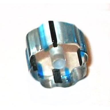 10 Perles Pop Cylindre Tube Court Rainuré - Incolore Ligné Ciel Et Noir, 6x10 Mm - Neuf