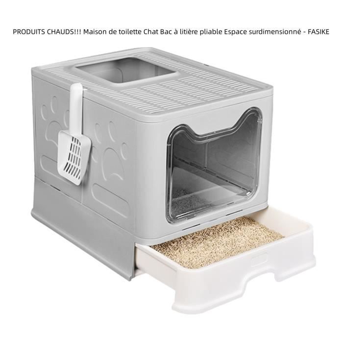 Comparer les prix de Maison de toilette pour chat pliable - FASIKE - Espace surdimensionné - Gris - Moyen - Junior