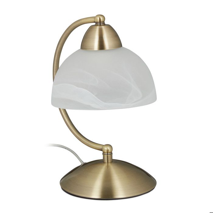 Relaxdays Lampe de table vintage tactile verre et fer réglable décoration E14 230 V HlP 25x15x19cm laiton