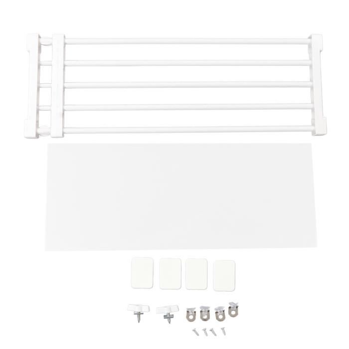 Étagère Tension Placard Réglable 48-80cm - Organisateur Rangement Métal - Blanc - Sans Perçage