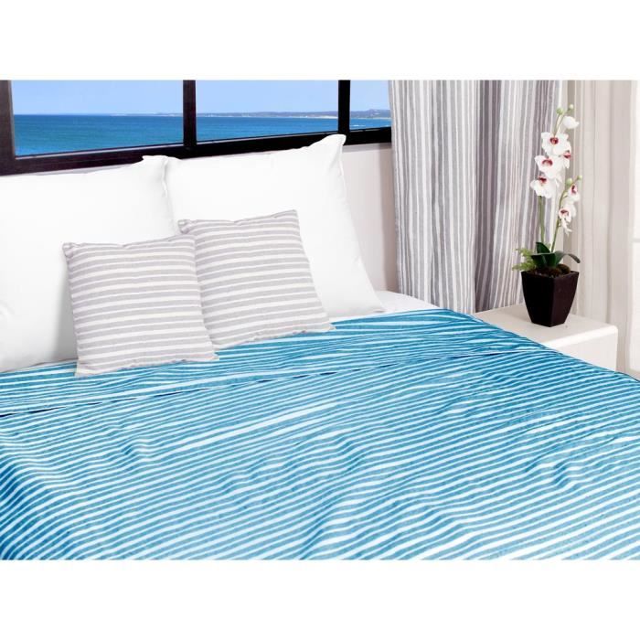 Soleil D Ocre Jete De Canape Cotonnade 220x240 Cm Bleu Turquoise Cdiscount Maison