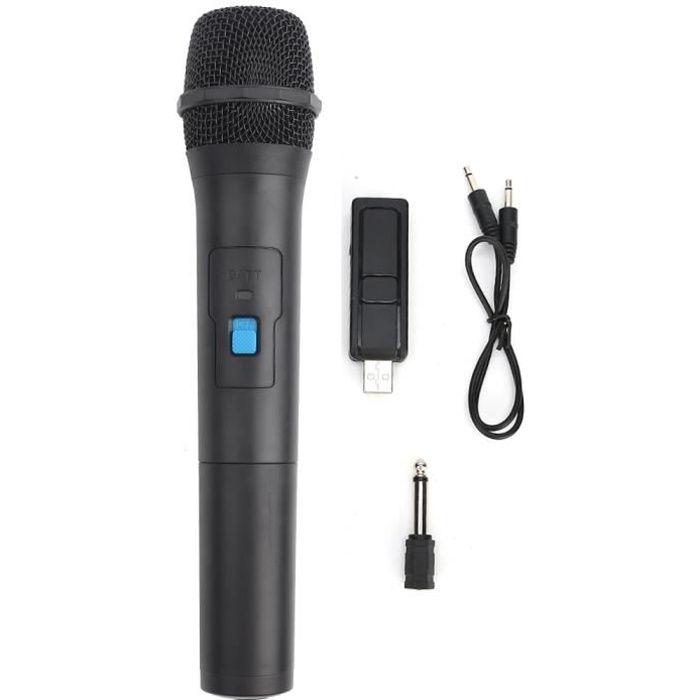 Microphone Sans Fil VHF V16U - Double Micro + Récepteur USB - Pour Karaoké, Discours, église - Portée 50 M