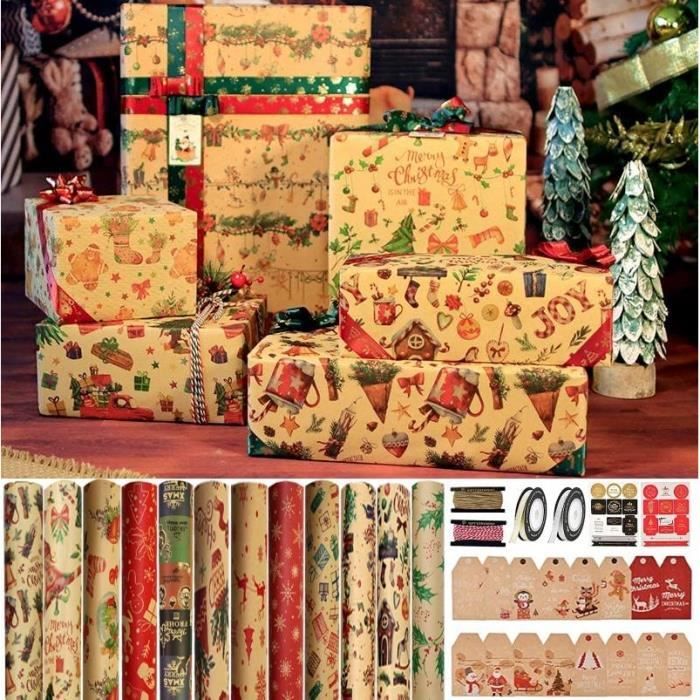 10 Rouleaux Papier Cadeau De Mariage Décoratif Papier Cadeau De Noël