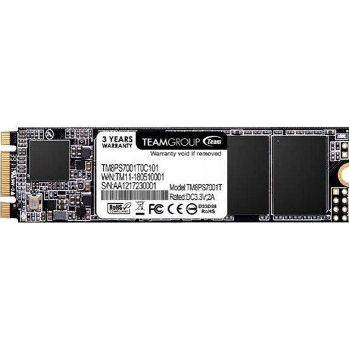 Disque SSD interne M.2 2280 SATA 6Gb/s - TEAM - MS30 - 256 Go - TRIM ISRT S.M.A.R.T.