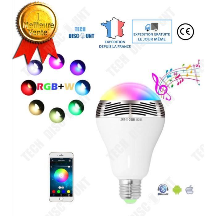TD® Ampoule Haut parleur bluetooth connectée intelligente coloré LED contrôle éclairage maison changement téléphone lampe ambiance