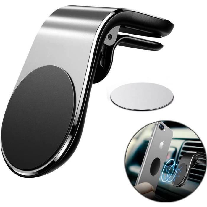 Argent-support de téléphone magnétique en métal pour voiture, aimant  puissant, Rotation à 360 °, adapté à tou