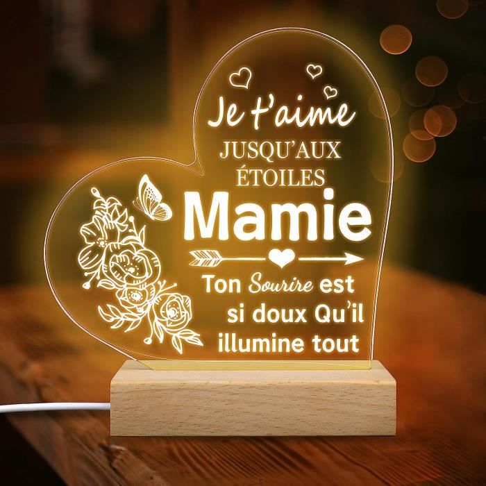 Cadeau Mamie, Cadeau Grand Mere Noel - Veilleuse Gravée Lampe