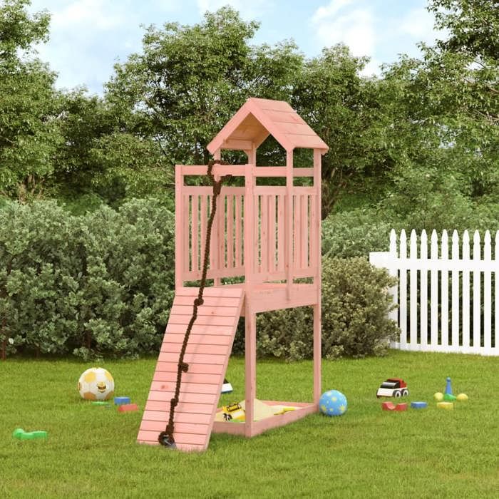 Maisonnette de jeu avec mur d'escalade bois de pin imprégné Unico / Marrón | Leroy Merlin