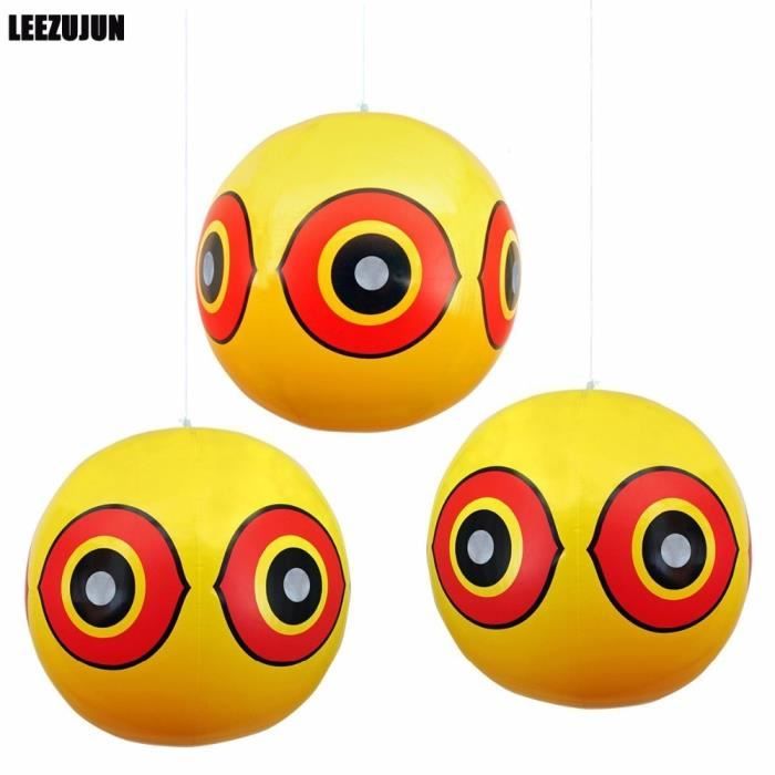 Lot De 3 Ballons Répulsifs à Oiseaux Avec Yeux - Gonflables, PVC - Pour Protéger Vergers, Balcons, Cultures