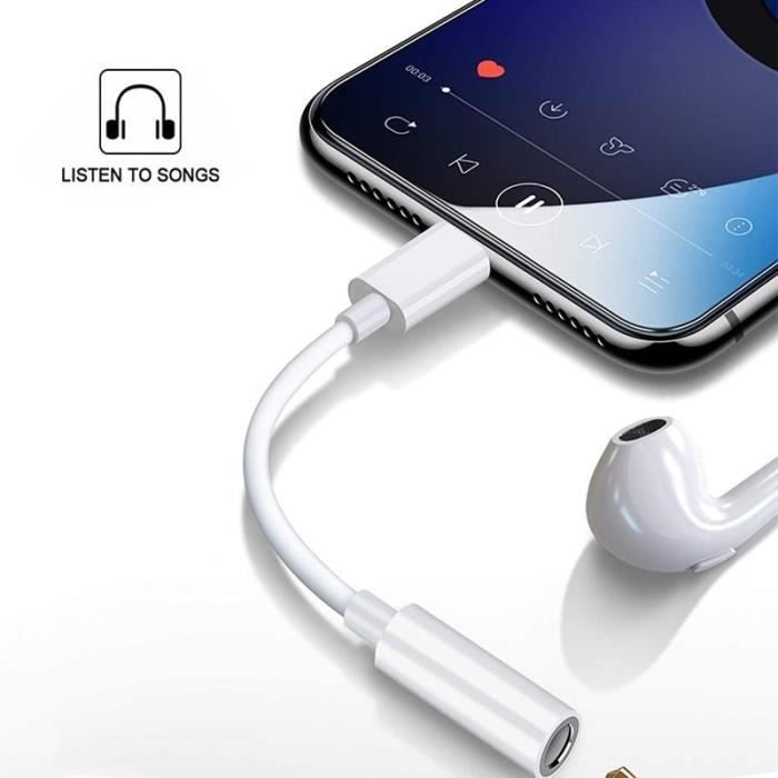 Hicollie®pour Lightning à 3.5 mm casque jack audio câble convertisseur  adaptateur aux musique pour iPhone 7 8 plus X XR écouteur Spl