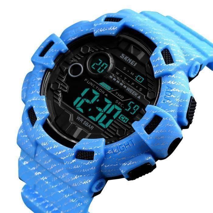 Montre LED Sport Tendance Pour Jeunes – Homme/femme, 50 Mm, étanche 50 M, Affichage Numérique Et Analogique