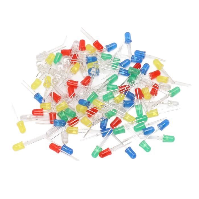 Zerone Diodes lumineuses LED 100 pièces 5mm Diodes LED rouge vert jaune ...