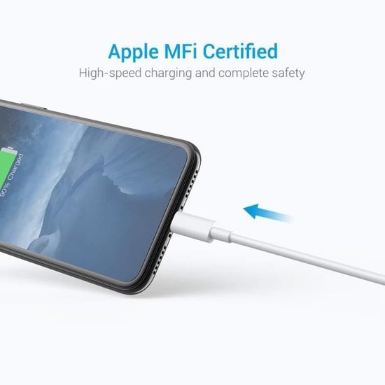 Câble iphone 2m chargeur iphone lot de 3, câble lightning certifié mfi avec  connecteur ultra résistant compatible avec iphone[A305] - Cdiscount  Téléphonie