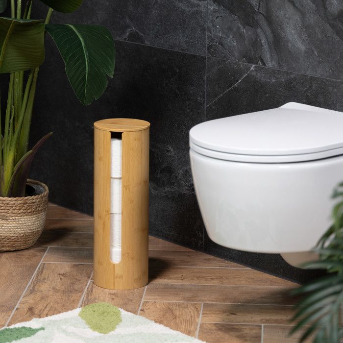 Relaxdays Support Papier Toilette 2 Compartiments - Meuble WC Blanc Argenté, 77cm