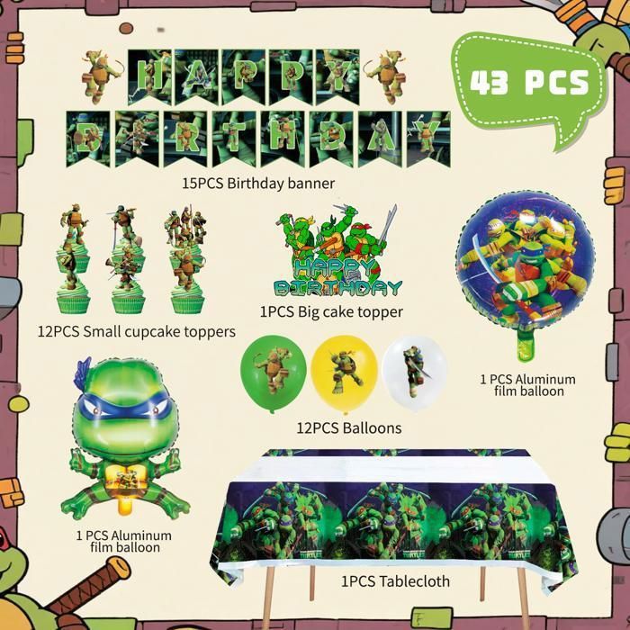 Poster de porte d'anniversaire Tortues Ninja – 68,6 x 152,4 cm | Décoration de fête attrayante pour les fêtes d'enfants