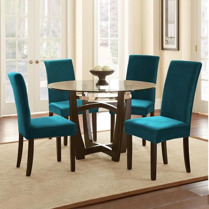 Lot De 6 Housses De Chaise En Velours Extensible - Taille Universelle Pour Chaises Sans Accoudoirs - 6
