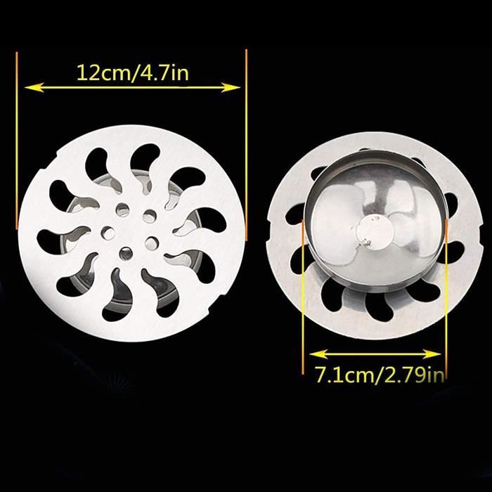 Lot De 2 Bondes D'évier Pour Baignoire Et Cuisine 12 Cm[797