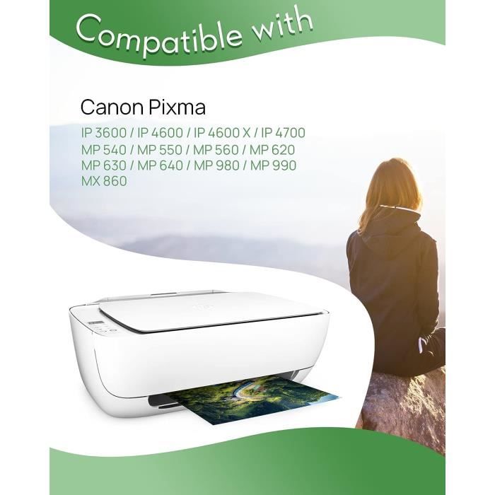 Cartouches Encre Compatibles Canon PGI-520 CLI-521 - Pack 5 Couleurs, Haut Rendement, Pour Pixma IP/MP/MX Séries - Garantie 2 Ans