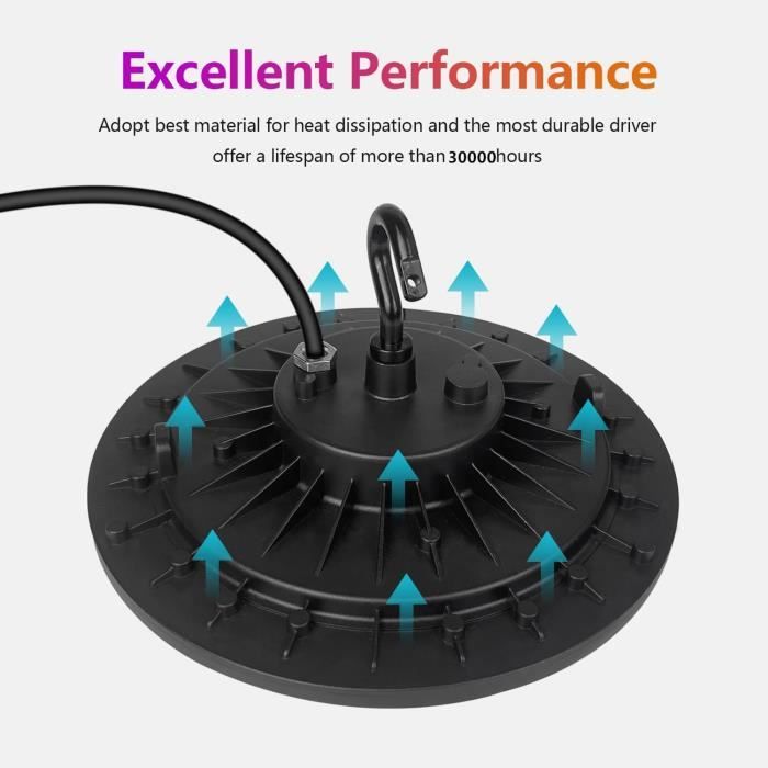 UFO Projecteur LED Industriel - 2Pack 100W 10000LM High Bay Eclairage