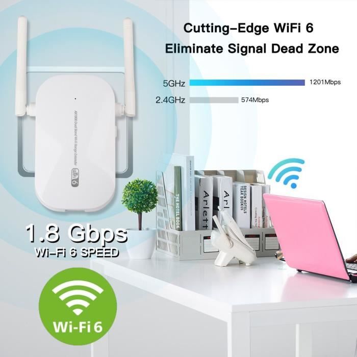 Extenseur Portée WiFi Amplificateur WiFi Double Bande 1800 Mbit/s - 4 Antennes Pivotantes Répéteur Double Bande Extenseur Portée WiFi Amplificateur WiFi Double Bande 1800 Mbit/s - 4 Antennes Pivotantes Répéteur Double Bande