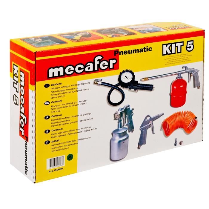 Tuyau Air 5m Kit Outils Pneumatiques 6 Pièces - Pour Compresseur - Gonfleur Pneus, Pistolet à Air, Tuyau 5m - Bleu Gonfleur Pneu Compresseur