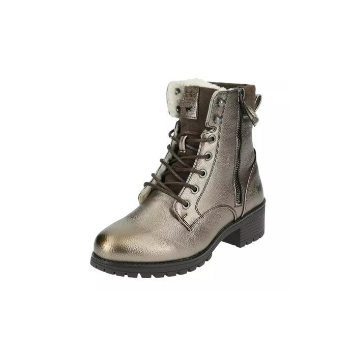 Bottines Femmes Mustang 1435603 Gris/Or Lacets Synthétique