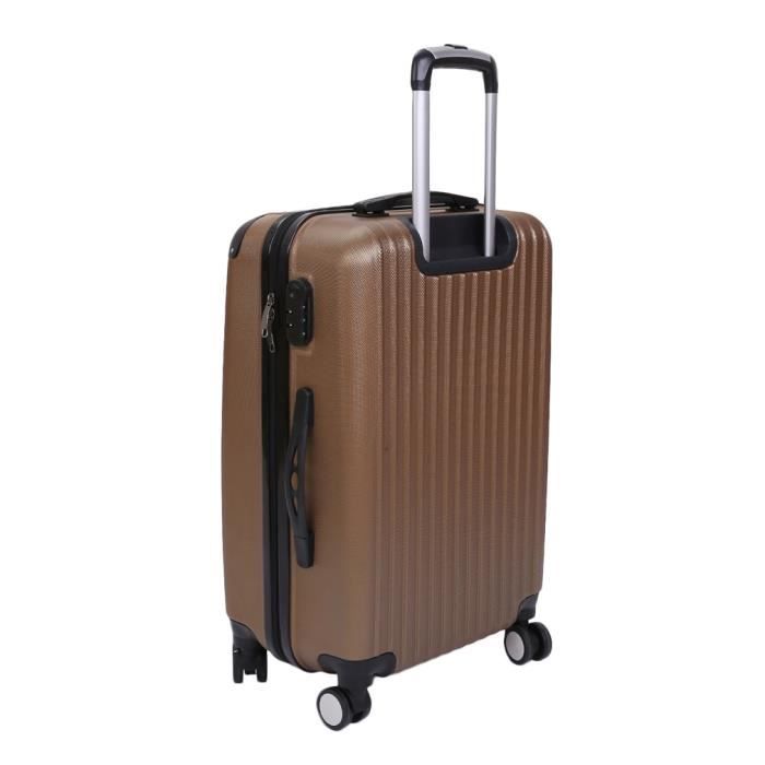 Lot de 3 VALISE BAGAGE pour Voyage Trolley Moyenne 4 roues ABS couleur champagne