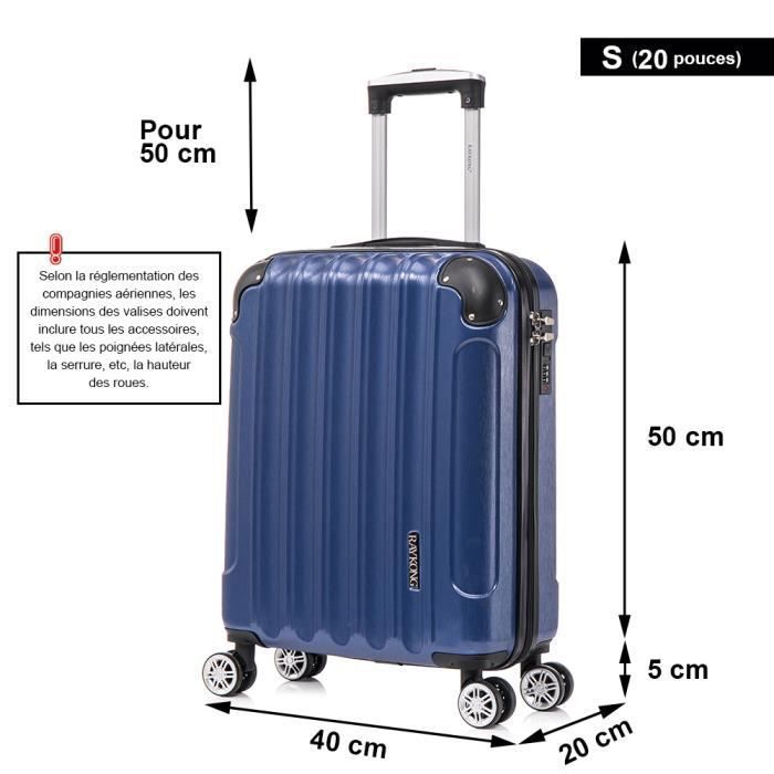 Valise Cabine 20" (56cm) Aluminium - Bleue Rayée - 4 Roues Spinner - Hard Case - Neuf