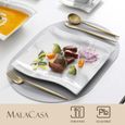 MALACASA Série Flora, 26 pièces Service de Table Porcelaine Marbre, 6 Bols, 6 Assiettes à Dessert, 6 Assiettes Creuse à Soupe Plus-2